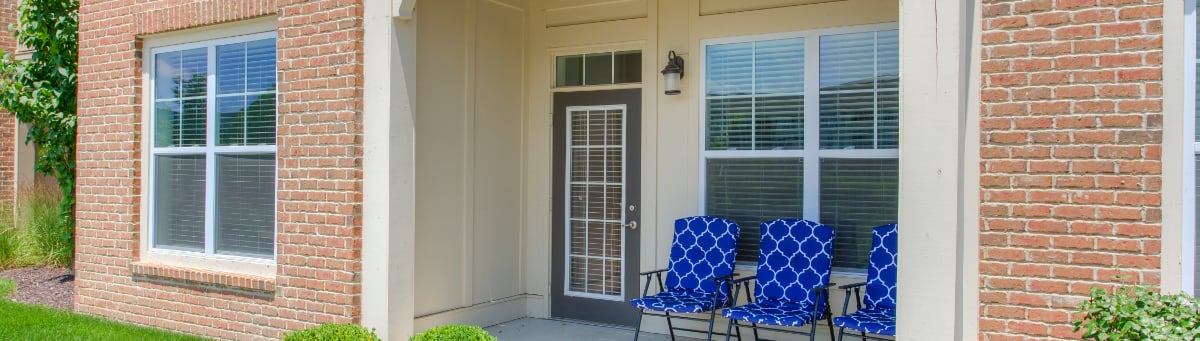 Patio seating in Westfield apartments